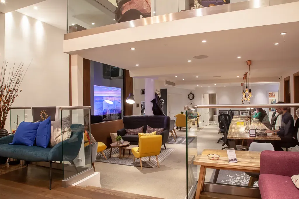 A professional meeting room in London, showcasing a productive environment for business discussions.